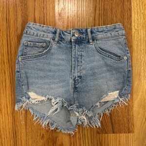 Zara Blue High Waisted Distressed Jean Shorts